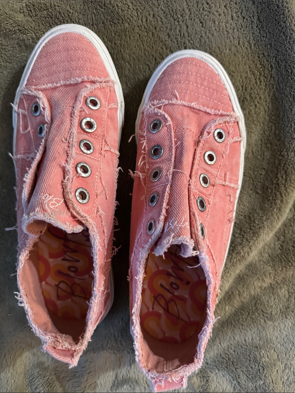 Blowfish Pink Frayed Slip-On Canvas Sneakers